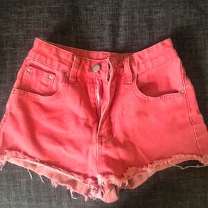 Pink denim shorts